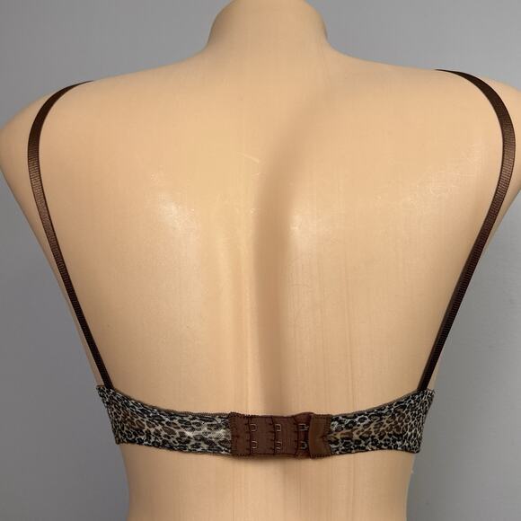 Express 32A Leopard Bra Vintage Y2K Mesh Sheer Underwire Semi-See Through - Picture 5 of 9
